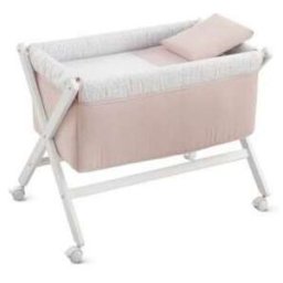 Minicuna Tijera Madera Plumeti Rosa/Blanco 55x87x74cm Cambrass