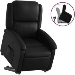 vidaxl Sillón reclinable elevable cuero artificial negro