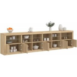 vidaxl Aparador con luces LED roble Sonoma 283x37x67 cm