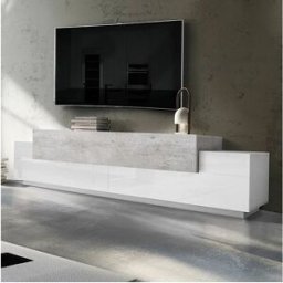 Web furniture Mueble de TV diseño 240 cm 4 compartimentos 3 puertas blanco y gris Corona Low Grey