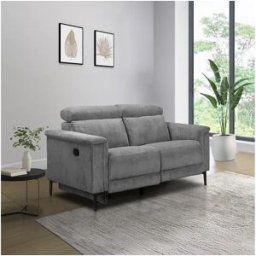 Loft24 Lund Sofá 2 plazas con 1 sillón reclinable manual en color gris
