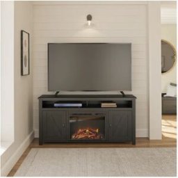 Dorel Home Lowboard con chimenea eléctrica en tablero de partículas negro