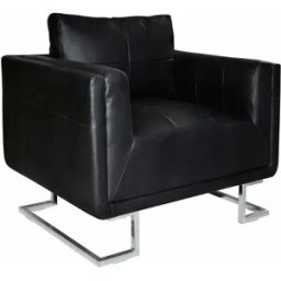 Clicnbuy Sillón con patas cromadas y cuero artificial negro