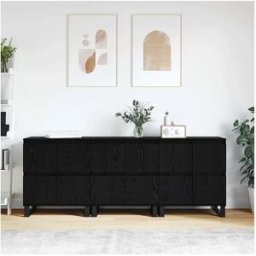 Clicnbuy Tableros Lateral 3 piezas Roble negro 180 x 35 x 70 cm
