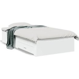 Clicnbuy Cama con cajones madera de ingeniería blanco 100x200 cm