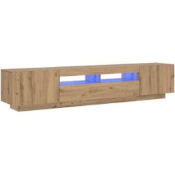 vidaxl Mueble de TV luces LED madera roble artisan 200x35x40 cm