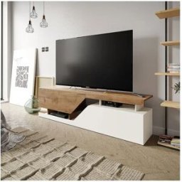 Habitat et jardin Mueble para TV "Ceelias" - 160 x 35 x 46 cm - Blanco/Marrón oscuro