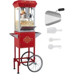 Máquina de Palomitas SucceBuy, Máquina de Palomitas con Carrito, 850 W, 8 oz, 48 Tazas, Rojo, 610 x 410 x 1395 mm