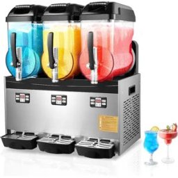 Máquina de Granizado Comercial SucceBuy 12 Lx3, Máquina de Bebidas Frías con Triple Depósito, Acero Inoxidable para la Casa, la Fiesta, el Café
