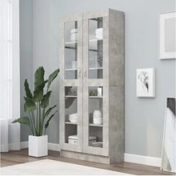 vidaxl Vitrina de madera de ingeniería gris hormigón 82,5x30,5x185cm