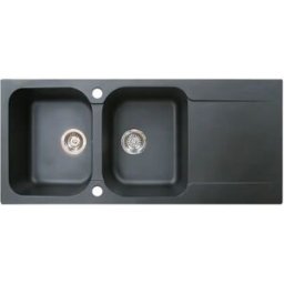 Lisse fregadero reversible 2 cubetas 1 escurridor en resina negra Essebagno