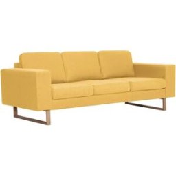 vidaxl Sofá de 3 plazas de tela amarillo