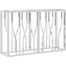 vidaxl Mesa consola acero inoxidable y vidrio 110x30x70 cm