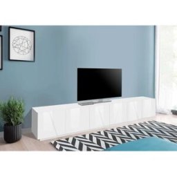Web furniture Mueble de TV moderno para salón con 6 puertas y 3 estantes Ping Low XL White