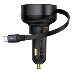Cargador de Coche Baseus Enjoyment Pro 60W USB-C Retráctil Negro