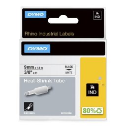 Cinta para impresora de etiquetas Dymo Rhino 9 mm x 1,5 m negra sobre blanco