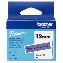 Cinta para impresora de etiquetas Brother BTAG-F31 12 mm x 4 m negro sobre morado
