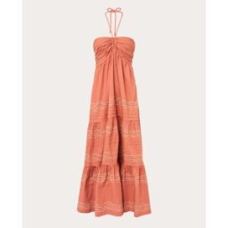 Philippa 1970 Vestido largo Saskia de algodón. (XS) Naranja