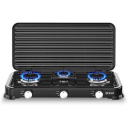 Sogo Hornillo de gas 3 fuegos 2X103Mm+1X68.6Mm COC-SS-10237. Negro