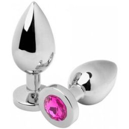 Metal Hard Anal Plug Diamond Rosa Medium 7.62cm 1ud