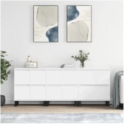 Clicnbuy Aparadores 3 piezas madera contrachapada blanco