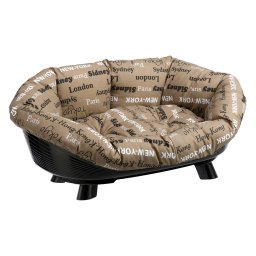 Set cesta de plástico Ferplast Siesta Deluxe negra con funda Cities - Set Talla 8 Cesta + Funda + Patas