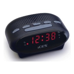 Reloj Despertador ICES ICR-210 Radio FM PLL LED Negro