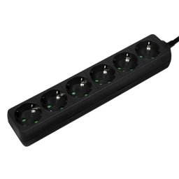 Regleta LogiLink LPS238B 6 Tomas con Interruptor y Cable 1,5 m Negra
