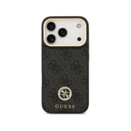 Guess Funda Para Iphone 17 Pro – Carcasa De Polipiel Negra Con Logo 4g De Strass Y Magsafe, Diseño Elegante Y Ajuste Preciso