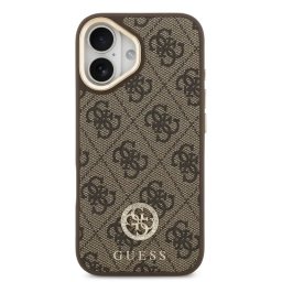 Guess Funda Para Iphone 17 – Carcasa De Polipiel Marrón Con Logo 4g De Strass Y Magsafe, Diseño Elegante Y Ajuste Preciso