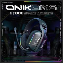 Auriculares ONIKUMA GT808 con cable y Bluetooth 5.3 para gaming, micrófono plegable y RGB, negros