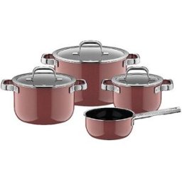 Wmf Juego de ollas de cocción de 4 piezas FUSIONTEC MINERLA PRO Cuarzo Rosa baya