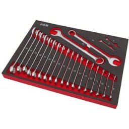 HBM Professional 22 Piece Ring - Juego de llaves inglesas con incrustaciones de espuma