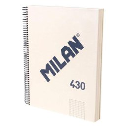 Cuaderno A4 Espiral Tapa Dura Milan 430 Cuadriculado 120 Hojas Beige