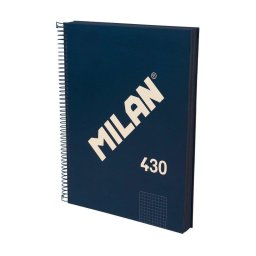Cuaderno A4 Espiral Tapa Dura Milan 430 Cuadriculado 120 Hojas 95g Azul