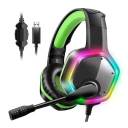 Auriculares Gaming Genéricos con Cable USB 7.1, Micrófono Cancelación de Ruido y RGB Verde