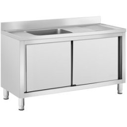 Fregadero de acero inoxidable - 1 cuba - Royal Catering - Acero inoxidable - 140 x 60 cm 10012138