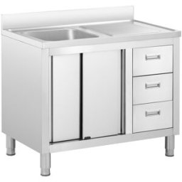 Fregadero de acero inoxidable - 1 cuba - Royal Catering - Acero inoxidable - 100 x 60 cm 10012144