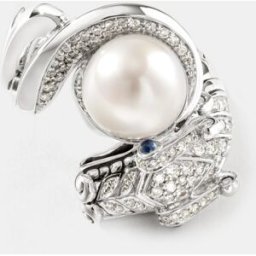 John Hardy Anillo Naga de plata con perla y zafiro azul. (7) Plata