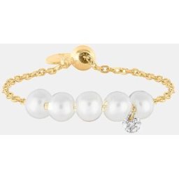Persée Anillo Aphrodite de oro y diamantes con perlas. (57) Oro