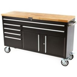HBM 152 cm Carro de herramientas Profi / Banco de trabajo con tapa de madera - NEGRO