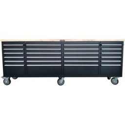HBM Carro de herramientas con encimera de madera, 258 cm, negro