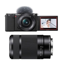 Cámara Mirrorless Sony Alpha ZV-E10 24.2 MP 3x Zoom Óptico Sensor APS-C 4K WiFi KIT 16-50 mm + 55-210 mm