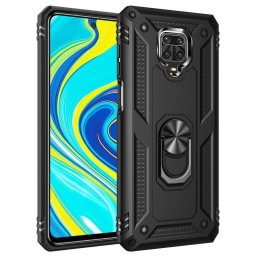 Funda para móvil Max Power Digital Anillo Giratorio Silicona Policarbonato Negra Antideslizante para Redmi Note 9 Pro y Note 9S