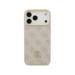 Guess Funda Para Iphone 17 Pro Max – Carcasa De Polipiel Rosa Con Logo 4g Strass, Diseño Elegante Y Ajuste Preciso