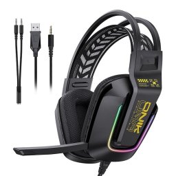 Auriculares ONIKUMA X13 con cable USB y jack 3.5mm para gaming RGB negros