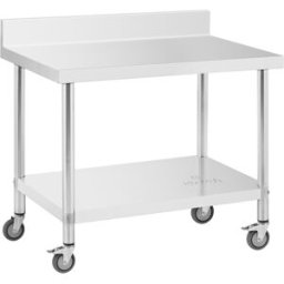 Mesa de acero inoxidable con ruedas - PREMIUM - 70 x 100 cm - 155 kg - antisalpique - Royal Catering 10012809
