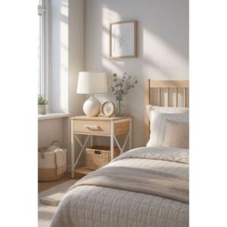 RegalosMiguel Mesita de Noche con cajón Lesly 48 x 40 cm - Blanco