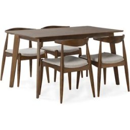 VS Venta-stock Juego de mesa 140x80 cm y 4 sillas de comedor Corzo color Nogal