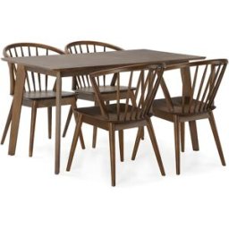 VS Venta-stock Juego de mesa 140x80 cm y 4 sillas de comedor Mura color Nogal